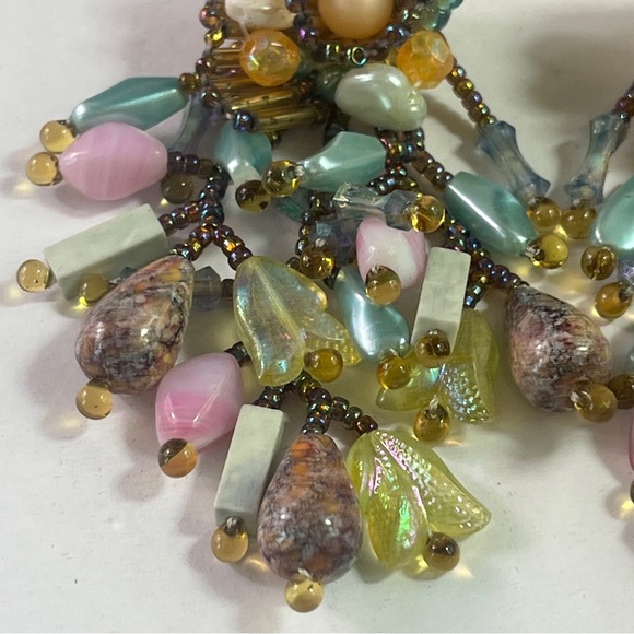 Colleen Toland Chandelier Dangle Earrings Pierced Long Beaded Rare Mermaid Core - Picture 4 of 8